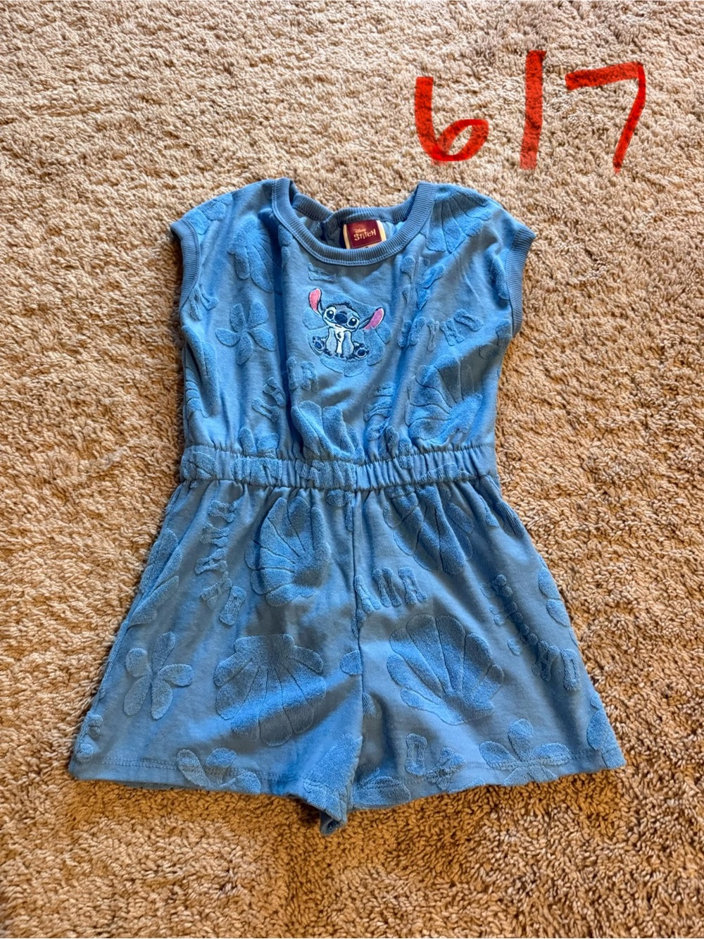 Disney Blue Stitch Terry Girls Romper